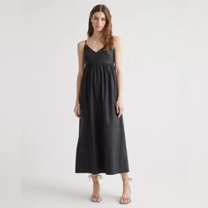 NWT! Quince | 100% Organic Cotton Sleeveless Maxi Dress w/ pockets | Black | S
